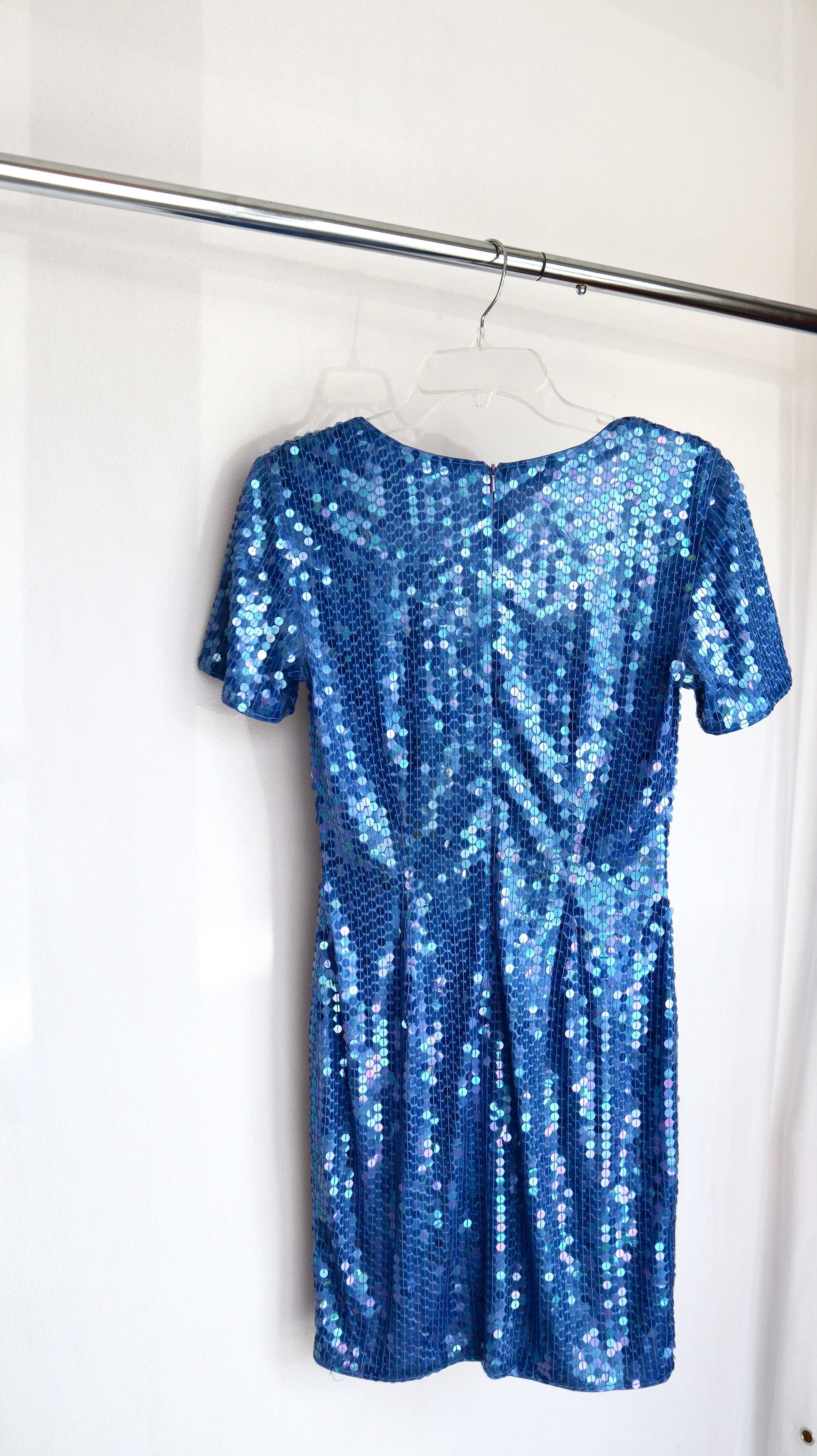 VINTAGE CACHE BLUE SEQUIN DRESS